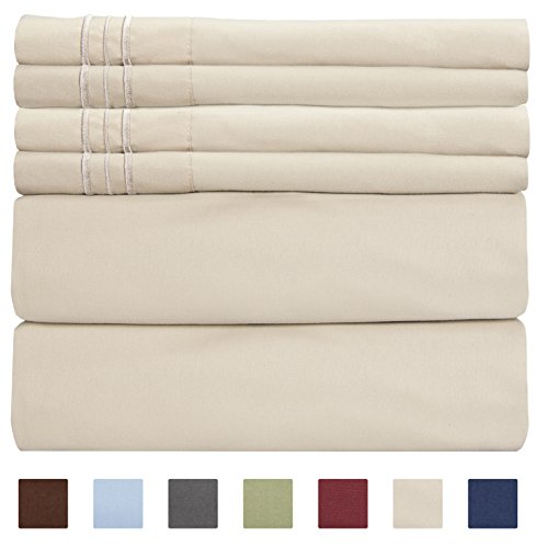 Product Cover Queen Size Sheet Set - 6 Piece Set - Hotel Luxury Bed Sheets - Extra Soft - Deep Pockets - Easy Fit - Breathable & Cooling Sheets - Wrinkle Free - Comfy - Tan - Beige Bed Sheets - Queens Sheets - 6 PC