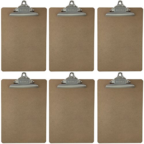 Product Cover Letter Size Clipboard Standard Clip 9'' x 12.5'' Hardboard (Pack of 6)