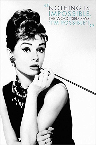 Product Cover Buyartforless Audrey Hepburn - Nothing is Impossible 36x24 Quote Art Art Poster