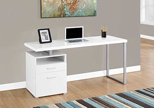 Product Cover Monarch Specialties I 7144 Computer Writing Desk for Home & Office Laptop Table with Drawers Open Shelf and File Cabinet-Left or Right Set Up, 60