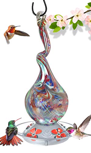 Product Cover Grateful Gnome - Hummingbird Feeder - Hand Blown Glass - Gnarly Glass Neck Gourd - 16 Fluid Ounces