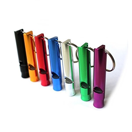 Product Cover Homey Product A Set of 5 Extra Loud Whistles for Camping Hiking Hunting Outdoors Sports and Emergency Situations, Sturdy but Light Aluminium Key Chain Signals