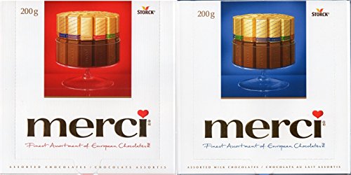 Product Cover Merci European Chocolates Red & Blue, (Red+Blue 7 Ounce each), Bundle