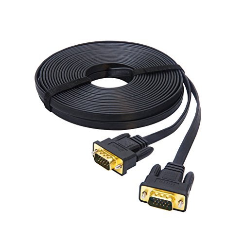 Product Cover DTECH Ultra Thin Flat Type Computer Monitor VGA Cable Standard 15 Pin Male to Male VGA Wire 33 Feet