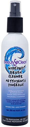 Product Cover Beautysoclean Wipeout Makeup Brush Cleaner - Cosmetic Brush Cleaning Spray, Disinfectant, Sanitizer (8.5OZ) Cruelty Free, Vegan, Paraben Free, Natural & Synthetic Makeup Brush Cleanser
