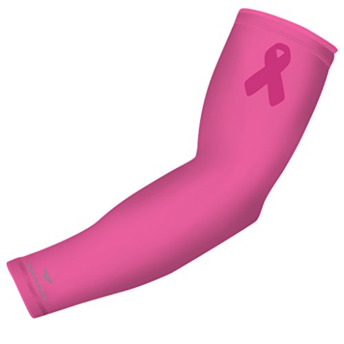 Product Cover Breast Cancer Awareness Sports Compression Arm Sleeve - Youth & Adult Sizes - Baseball Football Basketball Golf by Bucwild Sports (1 Sleeve - Youth Large)