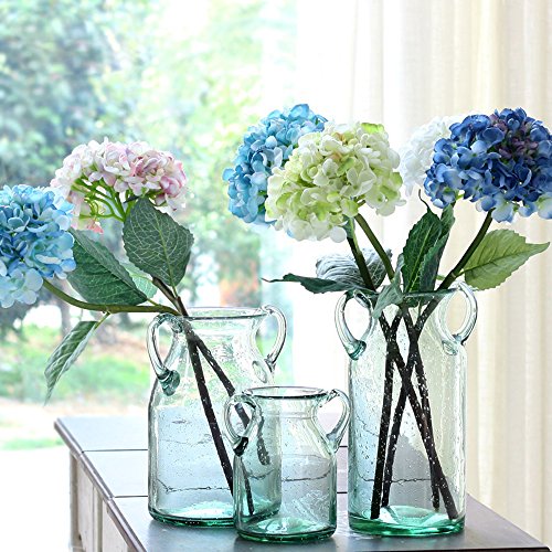 Product Cover Noah Decoration Double Ear Hand-Blown and Handmade Transparent Flower and Filler Bubble Glass for Home and Wedding Indoor and Outdoor Decoration 7 inch Tall Size Small