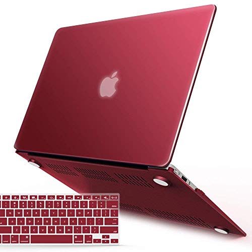 Product Cover IBENZER MacBook Air 11 Inch Case Model A1370 A1465, Soft Touch Plastic Hard Shell Case Bundle with Keyboard Cover for Apple Laptop Mac Air 11, Wine Red, A11WR+1