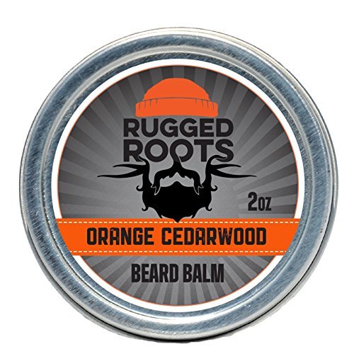 Product Cover Beard Balm for Men by Rugged Roots - Hair Nourishing Beard Balm with Orange Cedarwood Scent for Healthy Shiny Beards - Encourage Beard Growth and Strengthen Hair - Unique Valentine's Day Gift for Men