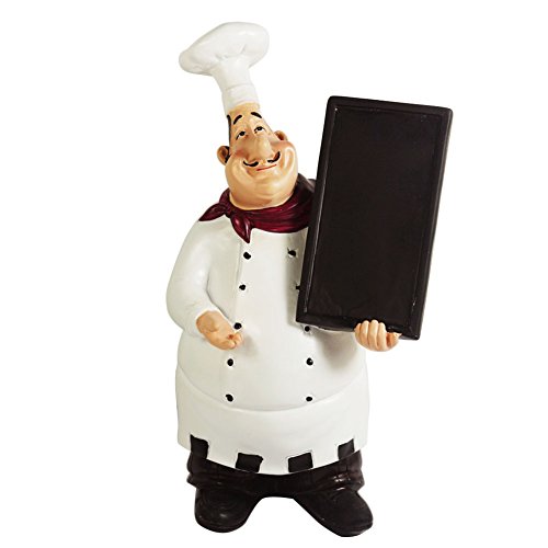 Product Cover KiaoTime 98915HB Italian Chef Figurines Kitchen Decor with Chef Chalkboard Counter Top Chef Figurine Collectible Kitchen Chef Decor Statue