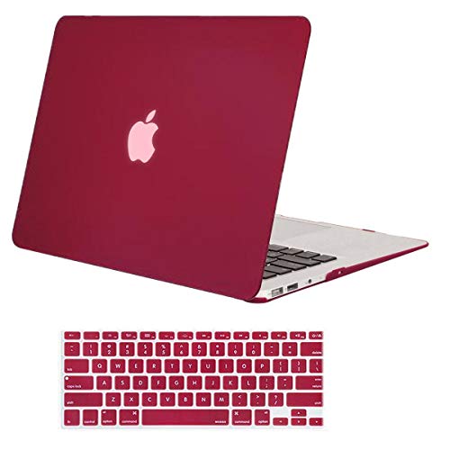 Product Cover MOSISO Plastic Hard Shell Case & Keyboard Cover Skin Only Compatible with MacBook Air 11 Inch (Models: A1370 & A1465), Wine Red