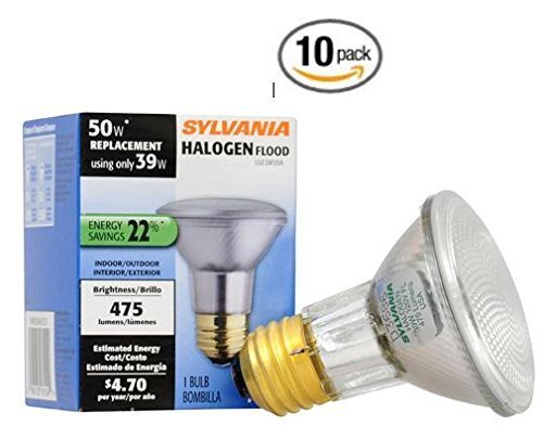 Product Cover SYLVANIA Capsylite Halogen Dimmable Lamp / PAR20 Flood Light Reflector / 50W replacement / Medium base E26 / 39 Watt / 2850 K - warm white- 10 Pack