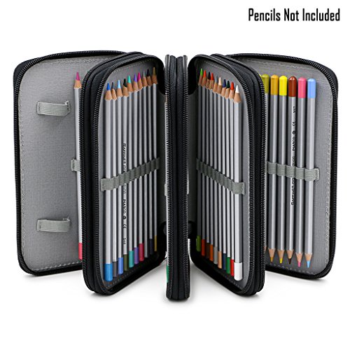 Product Cover BTSKY® Handy Wareable Oxford Colored Pencil Bags Large 72 Slots Pencil Organizer Portable Watercolor Pencil Wrap Case (Black)