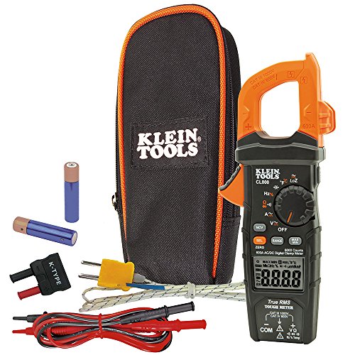 Product Cover Klein Tools CL800 Electrical Tester, Digital Clamp Meter  AC / DC Auto-Ranging 600 Amp Measures Voltage, Resistance, Temp, More