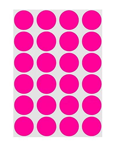 Product Cover ChromaLabel 3/4 Inch Round Permanent Color-Code Dot Stickers, 1008 Pack, 24 Labels per Sheet, Fluorescent Pink