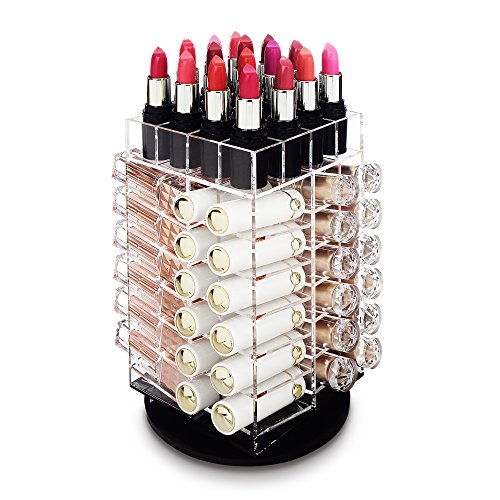 Product Cover Ikee Design Premium Acrylic Rotating Cosmetic 64 Lipsticks Tower Organizer 4 1/2