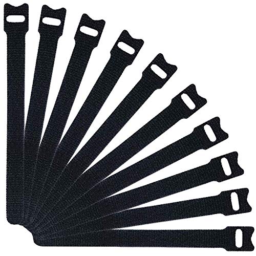 Product Cover Attmu 100 PCS Reusable Fastening Cable Ties, Microfiber Cloth 6-Inch Hook and Loop Cord Ties, Black