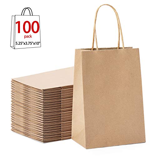 Product Cover GSSUSA 100pcs Brown Kraft Paper Bags 5.25