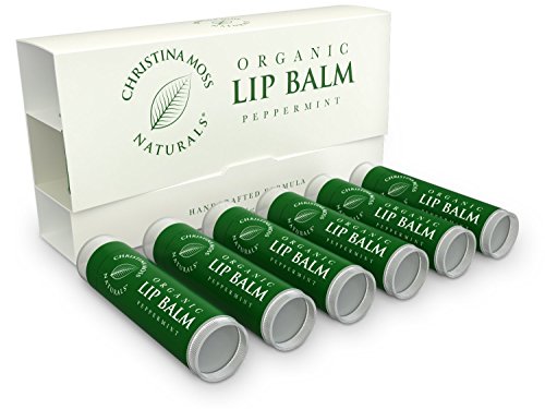 Product Cover Lip Balm - Lip Care Therapy - Lip Butter - Made with Organic & Natural Ingredients - Repair & Condition Dry, Chapped, Cracked Lips - 6 Pack, Peppermint - Christina Moss Naturals