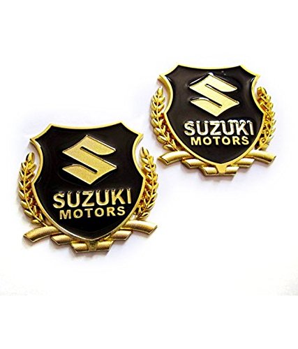 Product Cover Automaze 2pc Maruti Suzuki Motors GOLDEN Car 3D Metal Grille Trunk Badge Decal Logo (Set of 2)