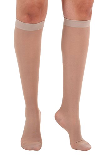Product Cover Absolute Support Women's Compression Stockings - Sheer Knee High, 15-20 mmHg Medium Graduated Support -Medium, Nude