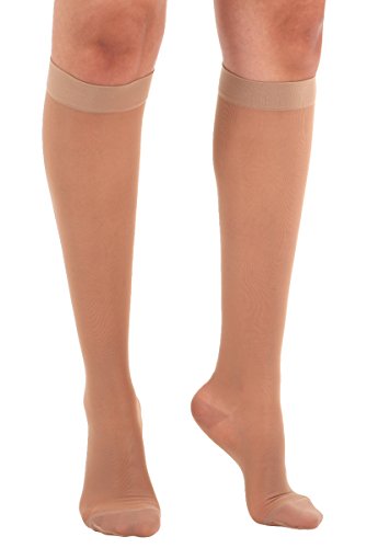 Product Cover Made in The USA - Absolute Support 2XL Wide Calf Compression Stockings -Sheer Wide Calf Knee High, 15-20 mmHg- Graduated Compression Hose for Women -Beige, XXL, SKU: A101BE5