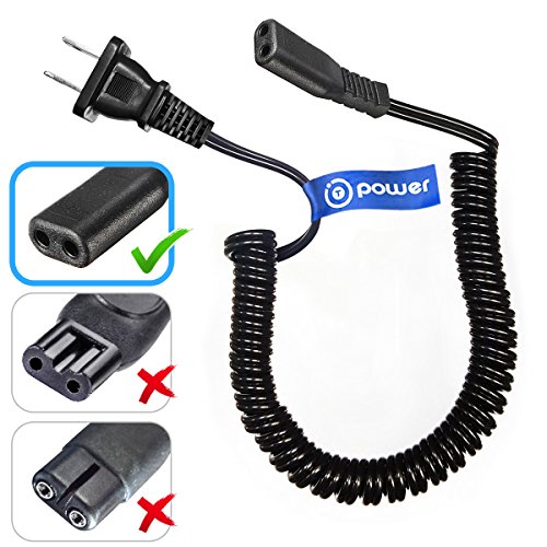 Product Cover T-Power Compatible with Philips Norelco, Remington, Grundig, Braun, Eltron Shaver Power Lead Electric Shavers Razors Cable Universal Shaver Cord, Coiled Check Model List in Description