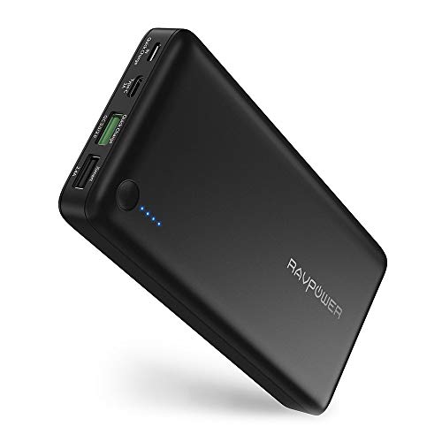 Product Cover RAVPower Portable Charger 20100mAh Quick Charge Power Bank USB C Battery Pack with Qualcomm Qc 3.0, 20100mAh Input & Output Type C External Battery Compatible with Iphone, iPad, MacBook, Samsung