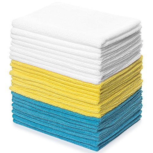 Product Cover Zeppoli Reusable Microfiber Cleaning Cloth Set - 12 x 16 Inches Microfiber Cloth - 24 Pack Washcloth, Auto Detailing Supplies - Cleaning Rags, Works Great with Windex