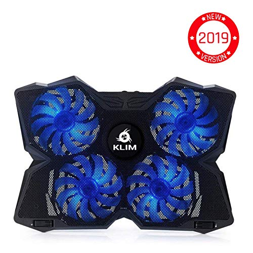 Product Cover KLIM Wind Laptop Cooling Pad + Laptop Stand with 4 Fans at 1200 RPM + Rapid Action Cooling Fan + Laptop Cooler Compatible Between 10 and 19 inches + Laptop Cooling Fan + New 2020 Version - Blue
