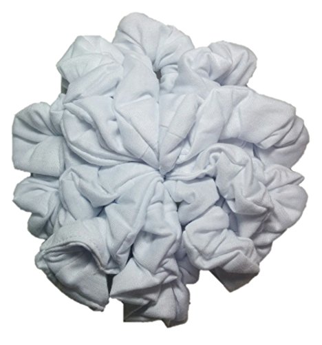 Product Cover Cotton Scrunchie Set, Set of 10 Soft Cotton Scrunchies, Solid Color Packs (White)