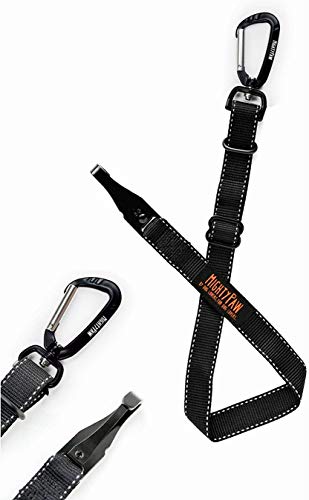 Product Cover Mighty Paw Safety Belt, Dog Seat Belt, Latch Bar Attachment for Optimal Safety and Security, All Metal Hardware, Tangle-Free Swivel Attachment, Carabiner, Adjustable Length. (Black)