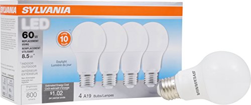 Product Cover SYLVANIA General Lighting 79284 Sylvania Non-Dimmable Semi-Directional Led Lamp, 8.5 W, 120 V, A19, Medium, 11000 Hr, 4 Pack, Bright White, 4 Count