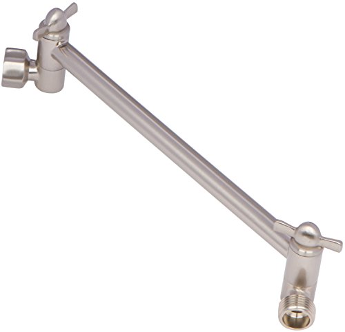 Product Cover Adjustable Shower Head Extension Arm - 10 Inch Brass Shower Arm Extender Hardware - Brushed Nickel