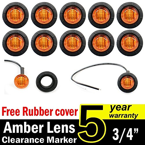 Product Cover TMH 10 Pcs 3/4 Inch Mount Amber LED Markers Bullet Marker Lights, Side Marker Lights, led Marker Lights, led Side Marker Lights, led Trailer Marker Lights, Trailer Marker Light