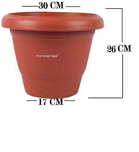 Product Cover First Smart Plastic Round Pot Set (12-inch, Brown, Pack of 6)