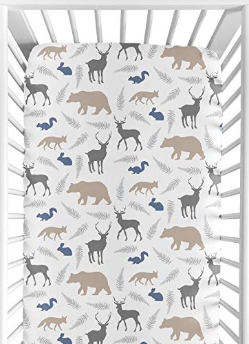 Product Cover Sweet Jojo Designs Fitted Crib Sheet for Woodland Animals Baby/Toddler Bedding Set Collection - Animal Print