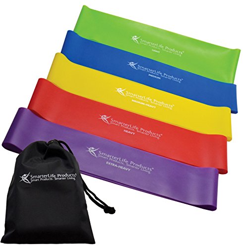 Product Cover Resistance Bands for Legs and Butt - SmarterLife Latex Free Exercise Bands - Set of 5 Workout Bands for Stretching, Fitness, Physical Therapy, Home Workout - Extra Wide to Prevent Rolling