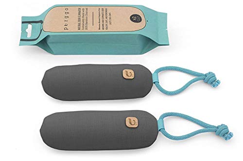 Product Cover PURGGO Bamboo Charcoal Shoe Deodorizer Air Purifying Bag - Natural Odor Eliminator - Last 365+ Days - No Chemicals - Air Freshener for Shoes and Closet - Remove Odor Naturally - [2 Pack] [Gray]