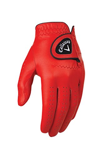 Product Cover Callaway Golf Men's OptiColor Leather Glove, Red, Large, Worn on Left Hand