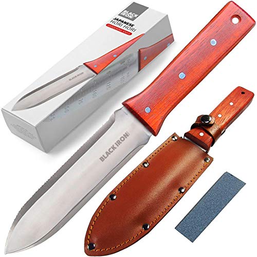 Product Cover Attican Hori Hori Garden Knife, Ideal Gardening Digging Landscaping Weeding Tool, Stainless Steel Japanese Blade Protective Handguard Full Tang Handle, Leather Sheath a Fine Gift