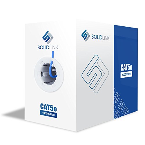Product Cover SolidLink CAT5e 1000ft UTP Solid Conductor Cable 24AWG LAN Network Ethernet RJ45 Wire, Blue
