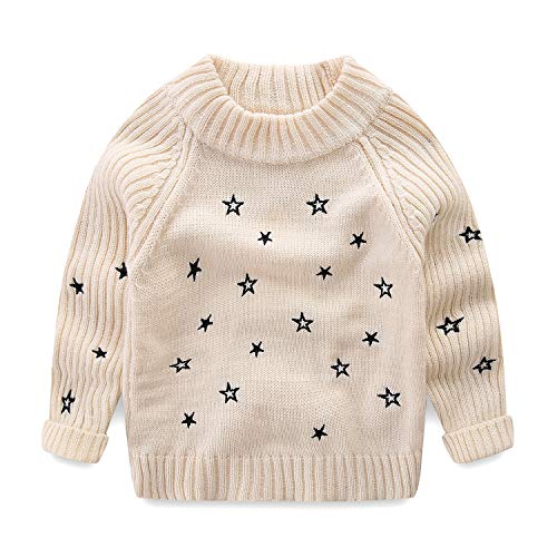 Product Cover Mud Kingdom Little Girls Pullover Sweaters Cute Embroidered Stars Size 6 Beige