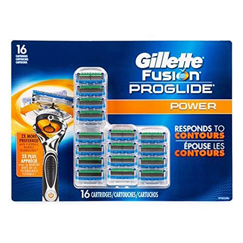 Product Cover Gillette, Fusion Proglide Power Cartridges 16ct 5 Blades with Gillette's Most Advanced Coating, Thinner, Finer Blades for Less Tug & Pull, Precision Trimmer to Help Shape Facial Hair.