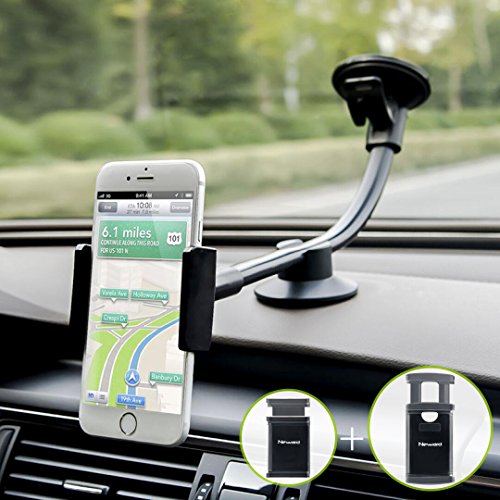 Product Cover Newward Car Phone Mount, 2 Clamps Long Arm Universal Windshield Dashboard Cell Phone Holder for iPhone 11 X 8 7 Plus 6 6s Plus 5s SE,Samsung Galaxy S9 S8 S7 S6 S5 Note,Google,LG and Other Smartphones