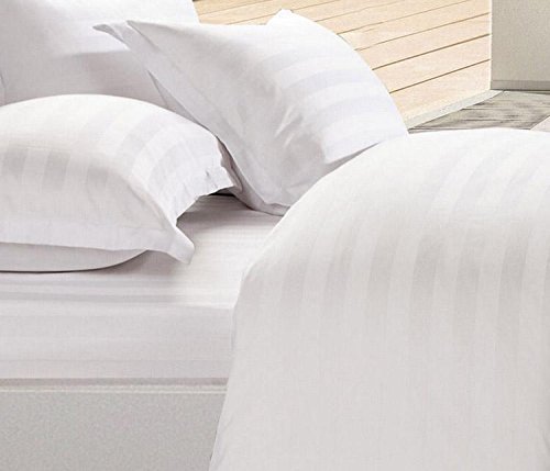 Product Cover Trance Home Linen Cotton Satin Stripe Large Pillow Covers 300TC (50Cm X 75Cm ,White)