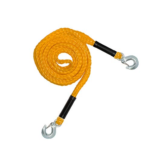 Product Cover RPS Outdoors Yellow 14' SI-2034 Recovery Tow Rope (4,500 lb. Break Strength) with Safety Steel Forged Hooks (14 Ft. x 1.25 in.)