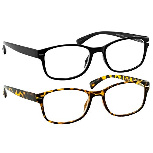 Product Cover Reading Glasses 2 Pack Black & Tortoise Always Have a Timeless Look, Crystal Clear Vision, Comfort Fit with Sure-Flex Spring Hinge Arms & Dura-Tight Screws 100% Guarantee +2.00