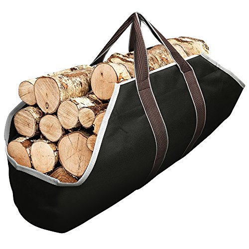 Product Cover Large Canvas Log Tote Bag Carrier Indoor Fireplace Firewood Totes Log Holders Round Woodpile Rack Fire Wood Carriers Carrying for Outdoor Tubular Birchwood Stand by Hearth Stove Tools Set Basket