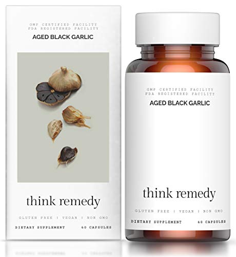 Product Cover Aged Black Garlic Capsules - Garlic Pills for High Blood Pressure and Cholesterol Support - Less Odor - Potent Antioxidant - 60 Capsules - Allium Sativum Supplement - More Effective Than Allicin